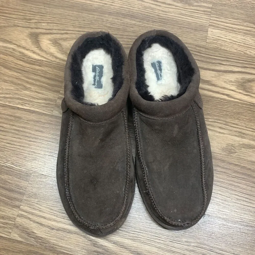 Eddie Bauer Firelight Moc Scuff Mens shoes Brown‎ 13 M Shearling Slippers